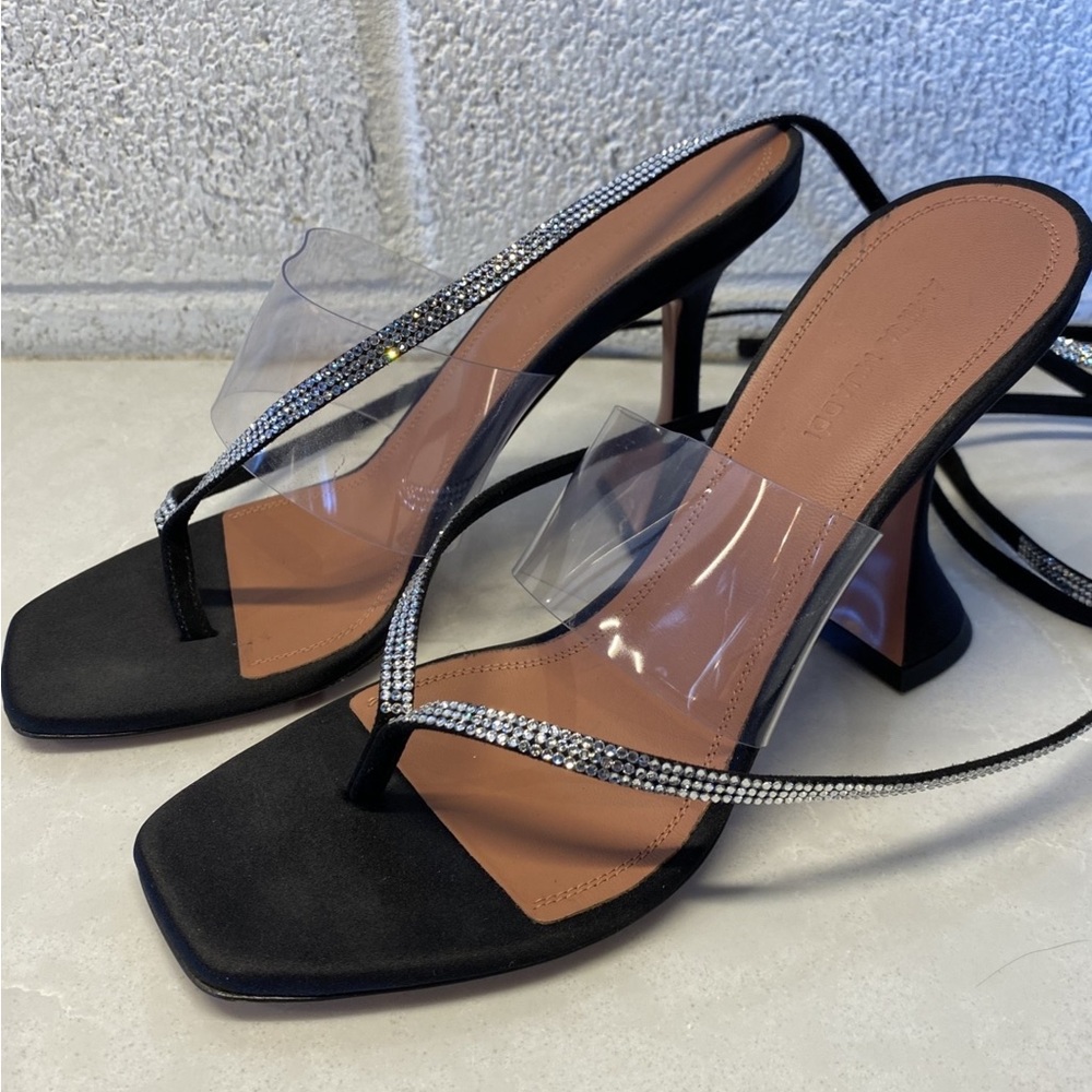 New Amina Muaddi Jewel Wrap Heels Retail $1030